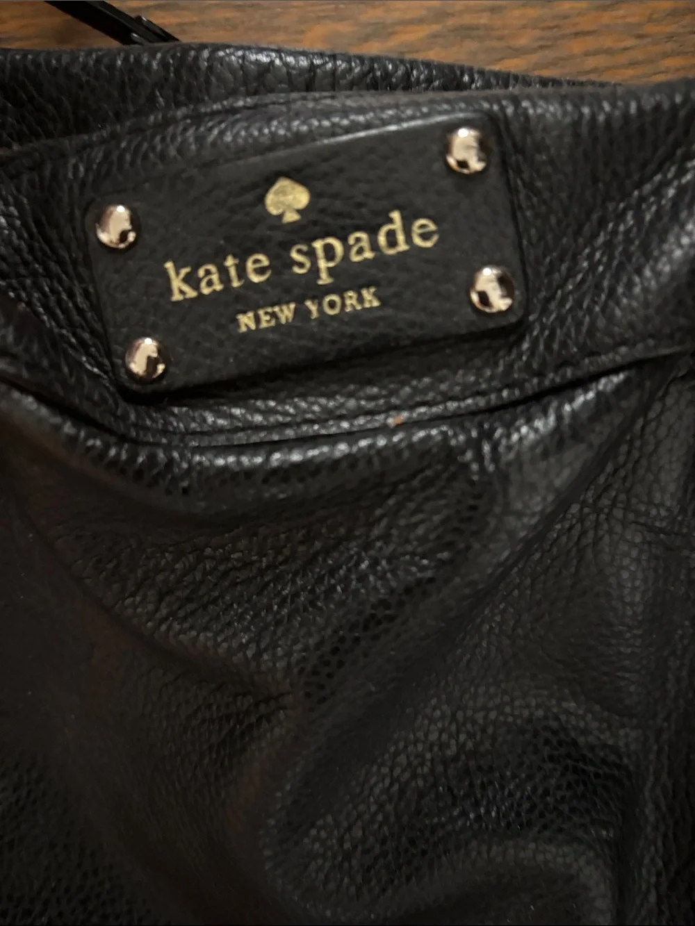 kate spade Black Pebble Leather Tote with Gold Accents